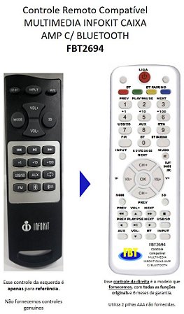 Controle Compatível Com INFOKIT CX BT MULTIMIDIA FBT2694