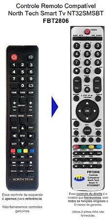 Controle Compatível Com NORTH TECH 32LCD NT32SMSBT FBT2806