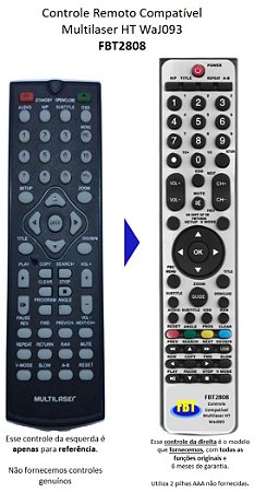 Controle Compatível Com MULTILASER MINI SYS MP3 PLAYER WAJ03 FBT2808