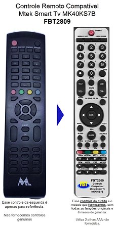 Controle Compatível Com MTEK SMART TV MK40KS7B FBT2809