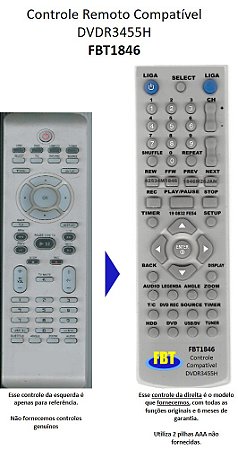Controle Compatível Com Philips Dvr 3455h 10 FBT1846