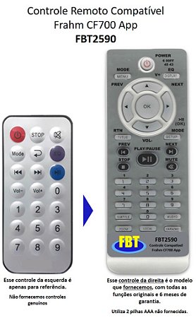 Controle Compatível Cx Amp Frahm Cf700app Fbt2590