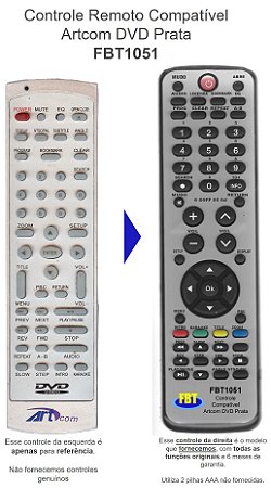 Controle Compatível Com ARTCOM DVD PRATA FBT1051