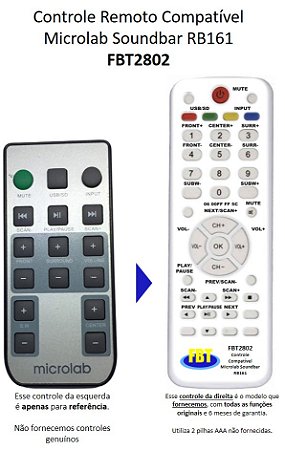 Controle Compatível Com MICROLAB RB 161 FBT2802