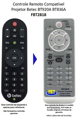 Controle Compatível Com BETEC BT920A BT836A MINI PROJ LED FBT2818
