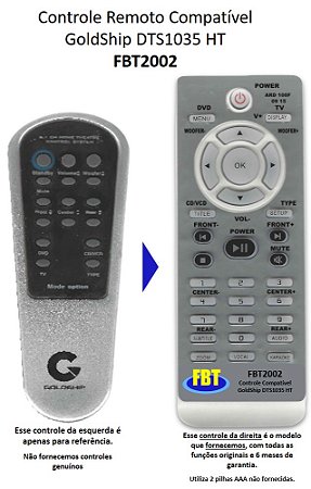 Controle Compatível Com GOLDSHIP 5.1 DTS 1035 MODE OPTION FBT2002