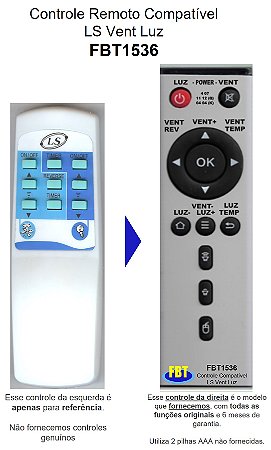 Controle Compatível Com VENTILADOR DE TETO LS FBT1536