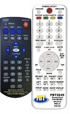 Controle Compatível Com Philco Pb150 Durabrand Ht3916 Fbt2649