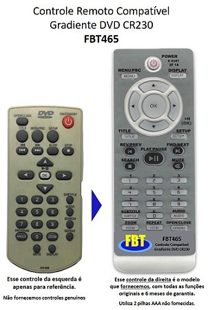 Controle Compatível Com GRADIENTE D230 CR230 CR 203 FBT162