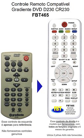 Controle Compatível Com GRADIENTE D 230 CR 230 CR 203 FBT465