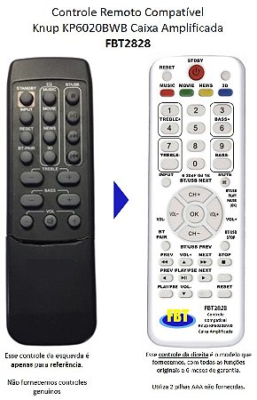 Controle Compatível Com KNUP CX AMP KP6020BWB FBT2828