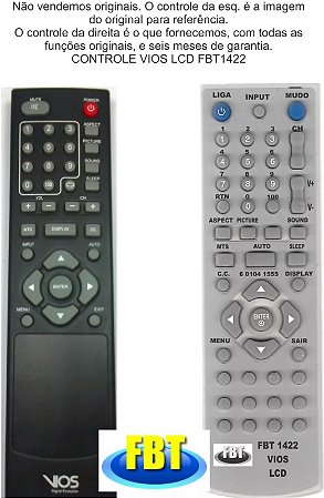 Controle Compatível Com TV LCD VIOS 10 FBT1422