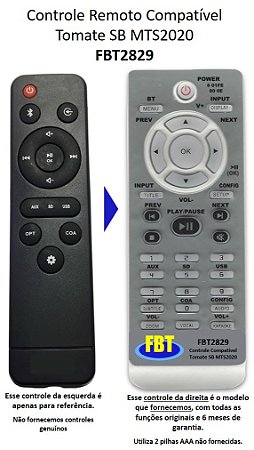Controle Compatível Com Tomate Caixa Soundbar MTS2020 FBT2829