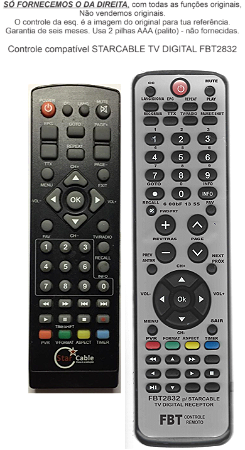 Controle Compatível Com STARCABLE TV DIGITAL FBT2832