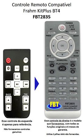 Controle Compatível Com FRAHM KIT PS PLUS 6 BT E CR BT 4 FBT2835
