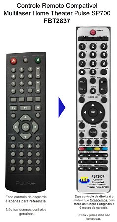 Controle Remoto Compativel Com MULTILASER PULSE SP700 FBT2837