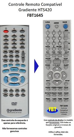 Controle Compatível Gradiente HOME HTS420 FBT1645
