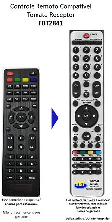 Controle Compatível Com TOMATE GRAV TV DIGITAL FBT2841