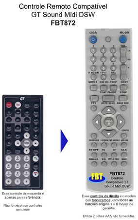 Controle Compatível Com DVD AUTOMOTIVO MIDI JAPAN MD1015 MD3010 MD7013 FBT872