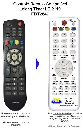 Controle Compatível LELONG TABATA TIMER LE2119 FBT2847