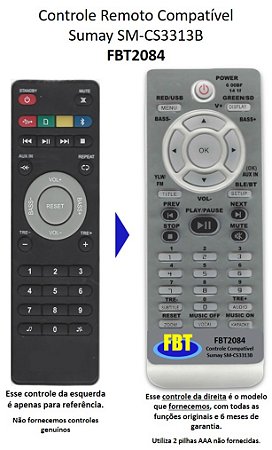Controle Remoto Compatível Taicon & Sumay Sm-Cs3313B FBT2084