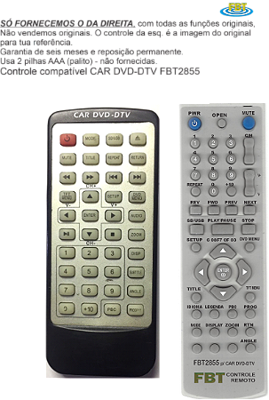 Controle Compatível Com CAR DVD-DTV FBT2855