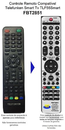 Controle Compatível TV Telefunken TLF55 Smart FBT2851