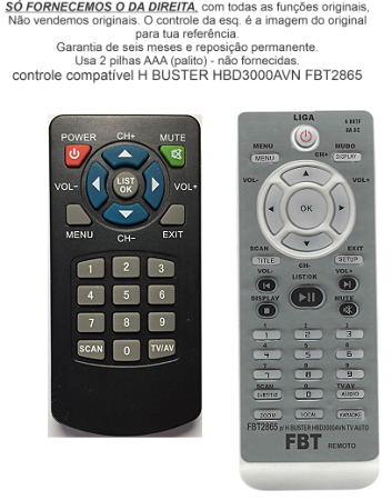 Controle Compatível Com H BUSTER HBD3000AVN FBT2865