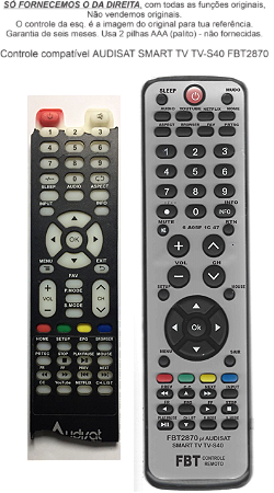 Controle Compatível Com AUDISAT SMART TV-S40 FBT2870