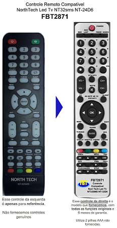 Controle Compatível TV North Tech NT-32SMS FBT2871