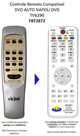 Controle Compatível Com VICINI Home Theater VC985 FBT2872