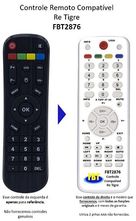 Controle Compatível Com RECEPTOR TIGRE FBT2876