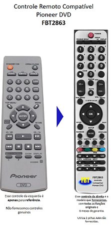 Controle Compatível Com DVD PIONEER VXX2866 2805 2914 2865 2801 2913 FBT2863