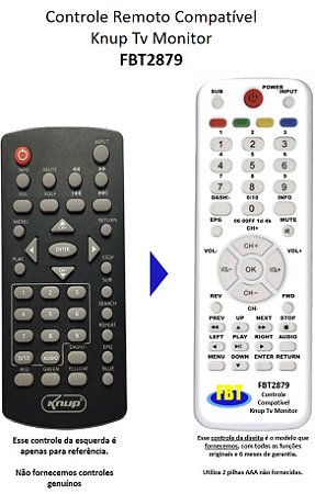 Controle Compatível KNUP TV MONITOR 14" FBT2879