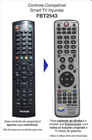 Controle Compatível Smart TV Hyundai HYE32ATHK FBT2543