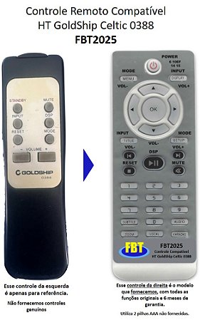 Controle Compatível Home Theater Goldship 0388 Fbt2025
