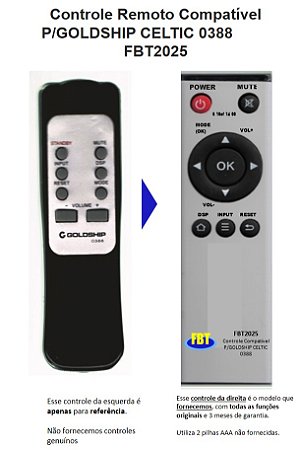 Controle Compatível Home Theater Goldship 0388 Fbt2025