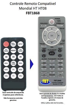 Controle Compatível Som HT08 Mondial Fbt1868