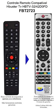 Controle Compatível Com H BUSTER Hbtv-42D06Fd Hbtv-32D06Hd FBT2723