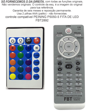 Controle Compatível Com PEINING P5050-5 FITA DE LED FBT2892