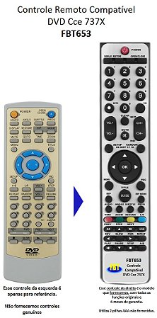 Controle Compatível Com CCE DVD737X FBT653