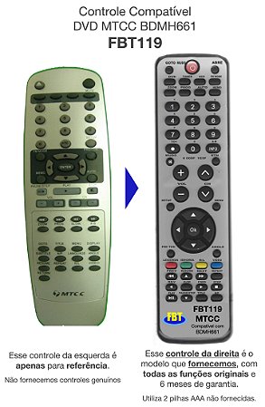 Controle Compatível Microsystem DVD CD MTCC BDMH661 FBT119