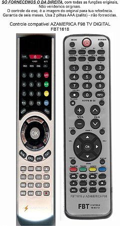 Controle Compatível Com AZAMERICA F98 TV DIGITAL FBT1618