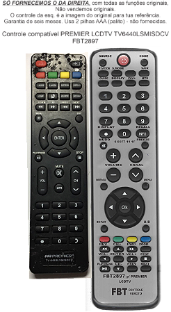 Controle Compativel Com PREMIER TV 6440L MISDCV FBT2897
