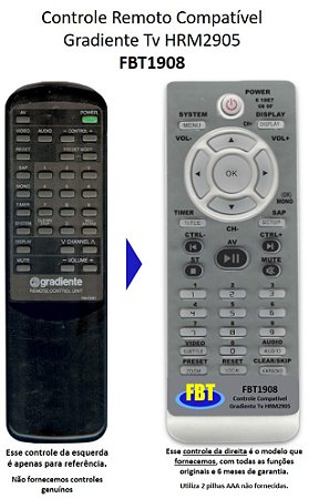 Controle Remoto Compatível Gradiente TV HRM-290S FBT1908