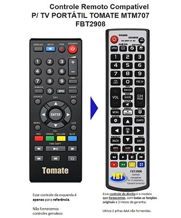 Controle Remoto Compatível TOMATE MTM707 FBT2908