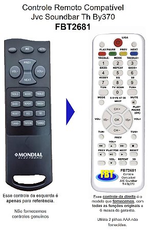 Controle Compativel P/ Soundbar Jvc Th By370 Fbt2681