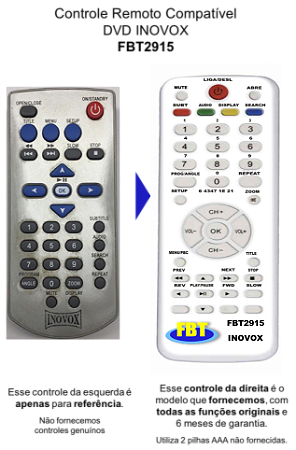 Controle Remoto Compatível Com DVD INOVOX FBT2915