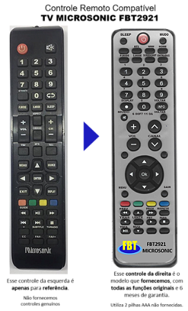 Controle Compatível Com SMART MICROSONIC LEDG24D7 TV LED24 FBT2921
