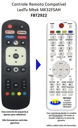 Controle Compatível Com MTEK MK32FSAH MK50FSAU MK58FSAU MK65FSAU FBT2922